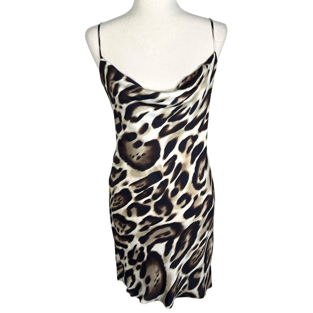 LAVENDER BROWN Animal Print Slip Dress Brown Sz XS NWT